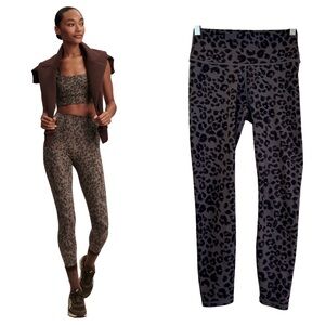 Varley Leopard Print High-Waist Leggings in Brown and Black